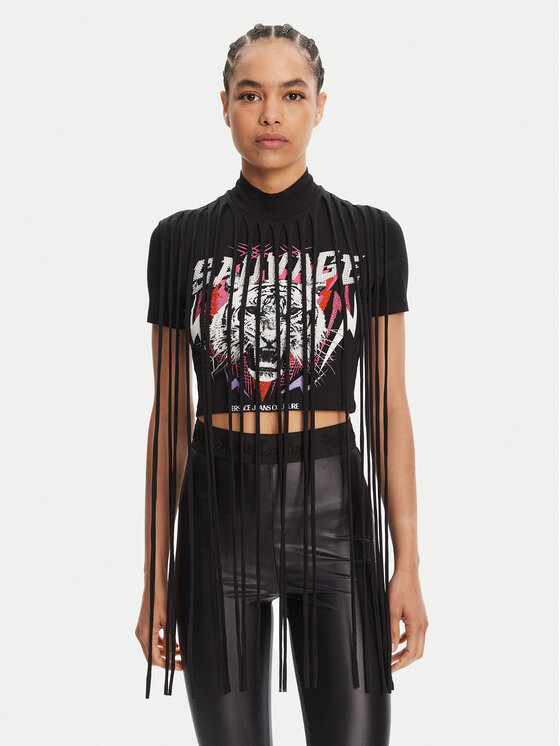 Versace Jeans Couture Тишърт 78HAHE01 Черен Slim Fit за Жени цена