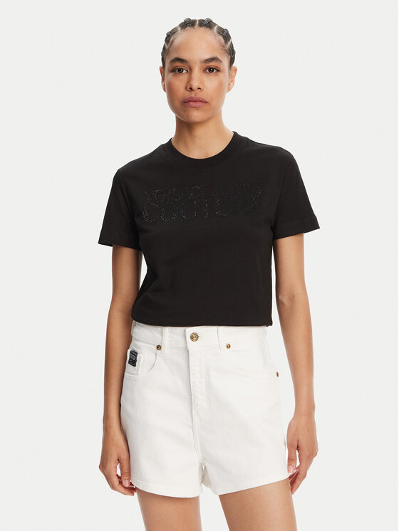 Versace Jeans Couture Тишърт 78HAHS04 Черен Regular Fit за Жени цена