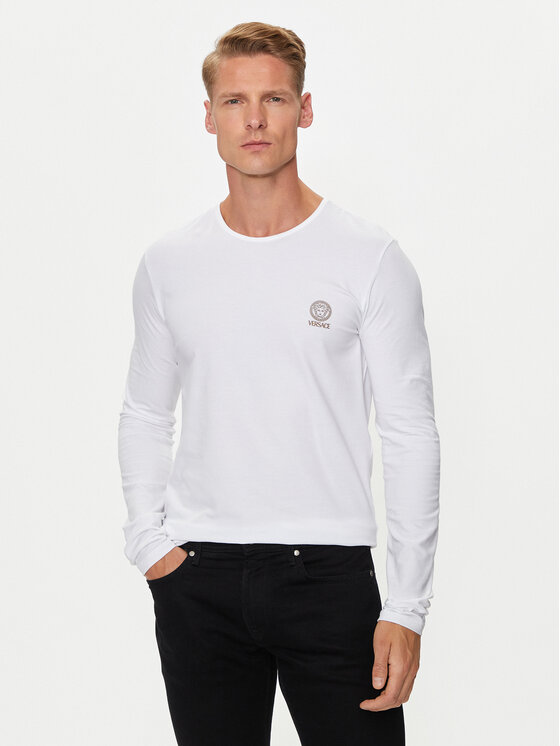 Versace Тениска с дълъг ръкав AUU01007 1A10011 Бял Regular Fit за Мъже цена