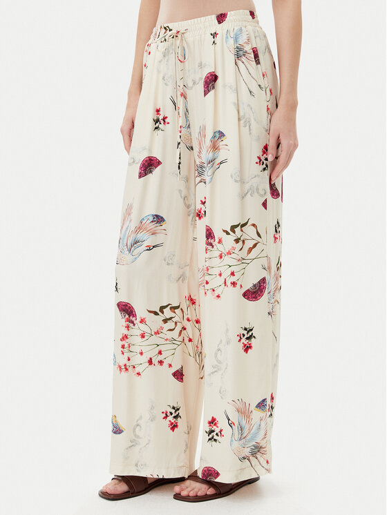 ViCOLO Текстилни панталони TD0814 Бежов Relaxed Fit за Жени цена