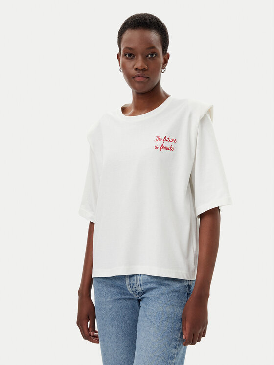 ViCOLO Тишърт RD0013 Бял Regular Fit за Жени цена