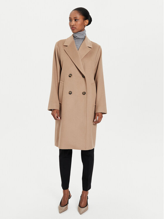 Weekend Max Mara Вълнено палто Zum 2425016052 Кафяв Regular Fit за Жени цена