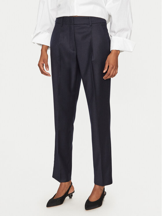 Weekend Max Mara Текстилни панталони Caldaia 2425136132 Тъмносин Straight Fit за Жени цена