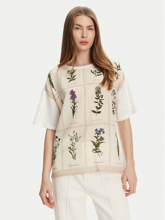 Weekend Max Mara Тишърт Pampas 2515941082 Бял Relaxed Fit за Жени цена