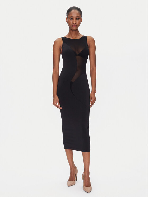 Wolford Коктейлна рокля Satin Sheer 57176 Черен Slim Fit за Жени цена