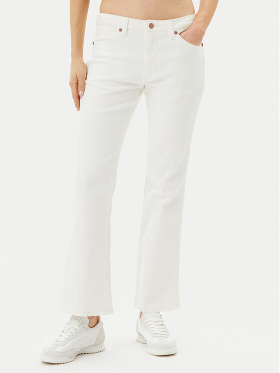 Wrangler Дънки 112362665 Бял Bootcut Fit за Жени цена