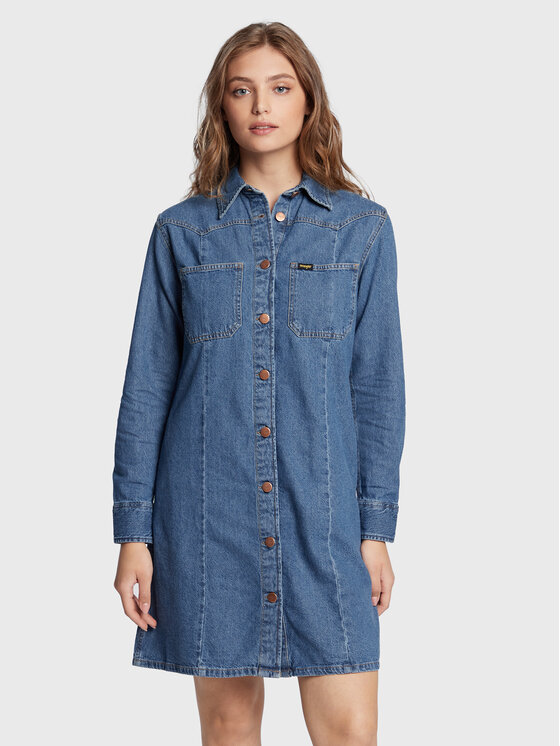 Wrangler Дънкова рокля Western W24JLLX8E 112320712 Син Regular Fit за Жени цена