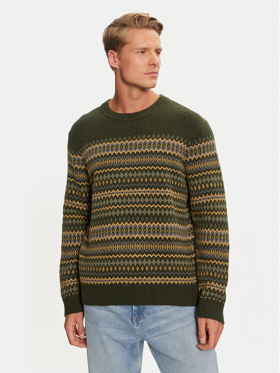 Wrangler Пуловер Fairisle 112357294 Зелен Relaxed Fit за Мъже цена