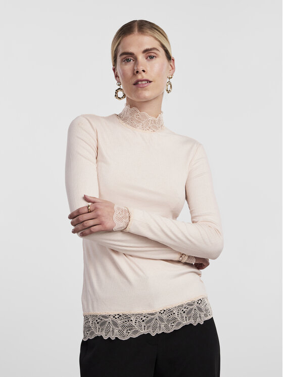 YAS Блуза Elle 26024677 Бежов Slim Fit за Жени цена