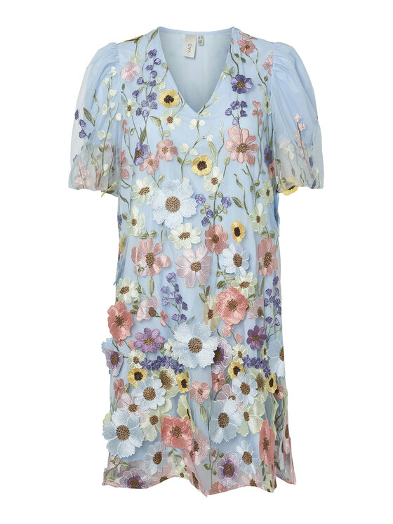 YAS Коктейлна рокля Flowering 26037387 Светлосиньо Loose Fit за Жени цена