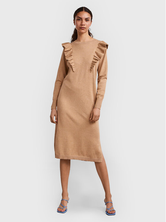 YAS Плетена рокля Hello 26028127 Бежов Regular Fit за Жени цена
