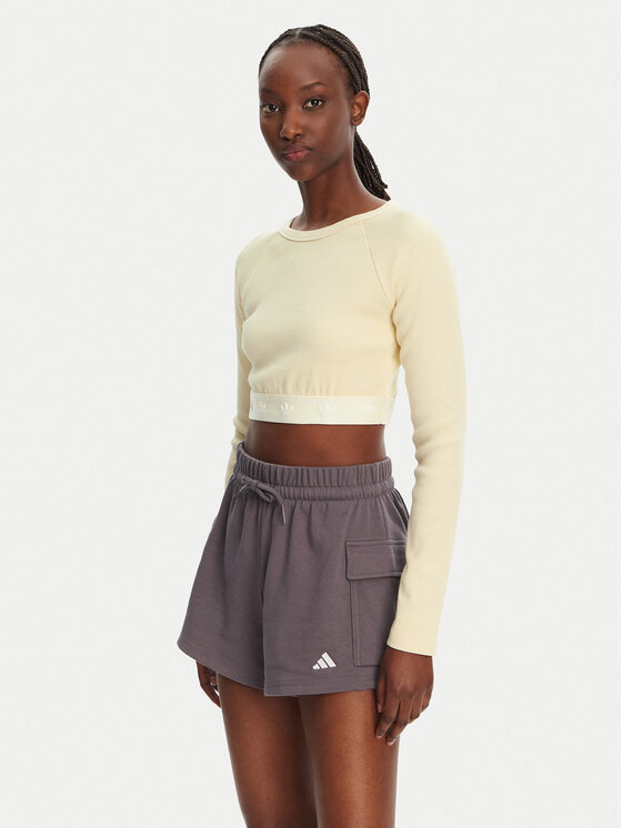adidas Блуза Ribbed JD0013 Бежов Slim Fit за Жени цена