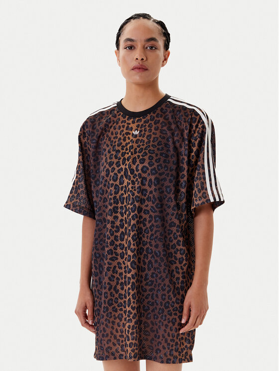 adidas Ежедневна рокля Leopard JW7311 Кафяв Regular Fit за Жени цена