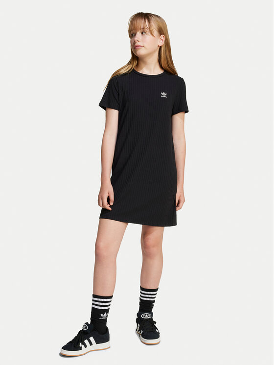 adidas Ежедневна рокля Ribbed JC8429 Черен Regular Fit за Момичета цена