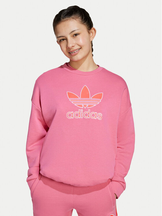 adidas Суитшърт Trefoil JV8571 Розов Loose Fit за Момичета цена