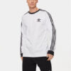 adidas Тениска с дълъг ръкав Adicolor Classics 3-Stripes Long-Sleeve Top IA4879 Бял Slim Fit цвят на ниска цена