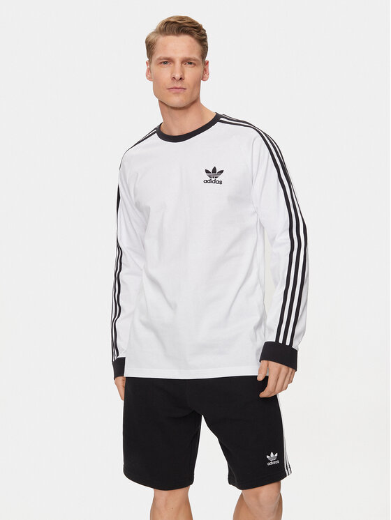 adidas Тениска с дълъг ръкав Adicolor Classics 3-Stripes Long-Sleeve Top IA4879 Бял Slim Fit за Мъже цена