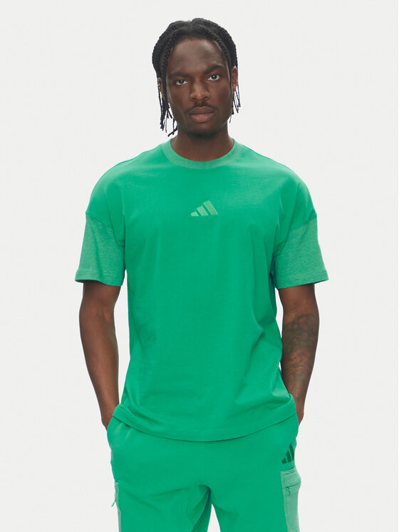 adidas Тишърт ALL SZN Colorblock JJ3676 Зелен Loose Fit за Мъже цена