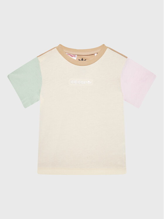 adidas Тишърт Colorblock HK9812 Бежов Regular Fit за Бебета цена