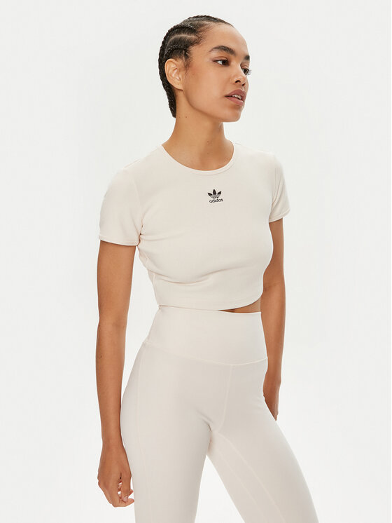 adidas Тишърт Essentials IJ7804 Бежов Slim Fit за Жени цена