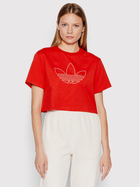 adidas Тишърт HK5175 Червен Loose Fit за Жени цена