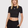 adidas Тишърт adicolor Essentials Rib Cropped HF3395 Черен Regular Fit за Жени цена