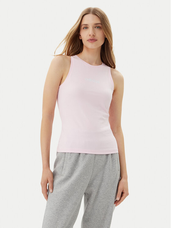 adidas топ Essentials Linear JC5797 Розов Slim Fit за Жени цена