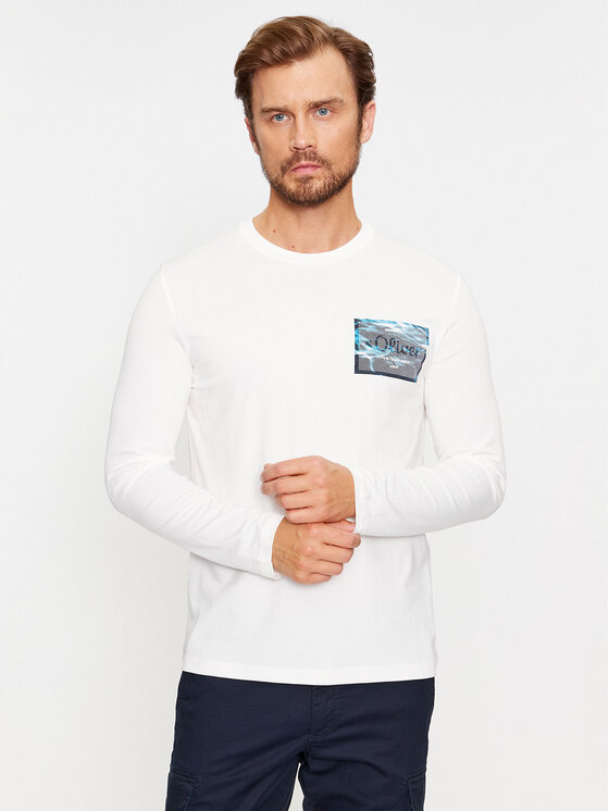 s.Oliver Тениска с дълъг ръкав 2135693 Бял Regular Fit за Мъже цена