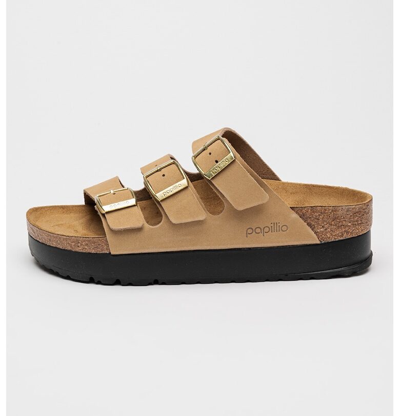 Велурени чехли Florida III с равна платформа Birkenstock