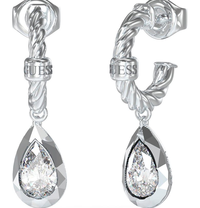 Висящи обеци от неръждаема стомана с циркони GUESS