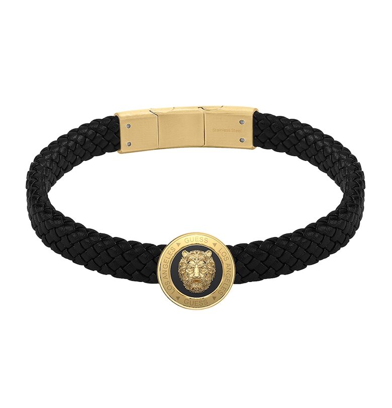 Гривна от неръждаема стомана и кожа GUESS