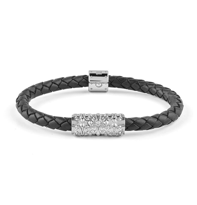 Кожена гривна с детайли от неръждаема стомана GUESS