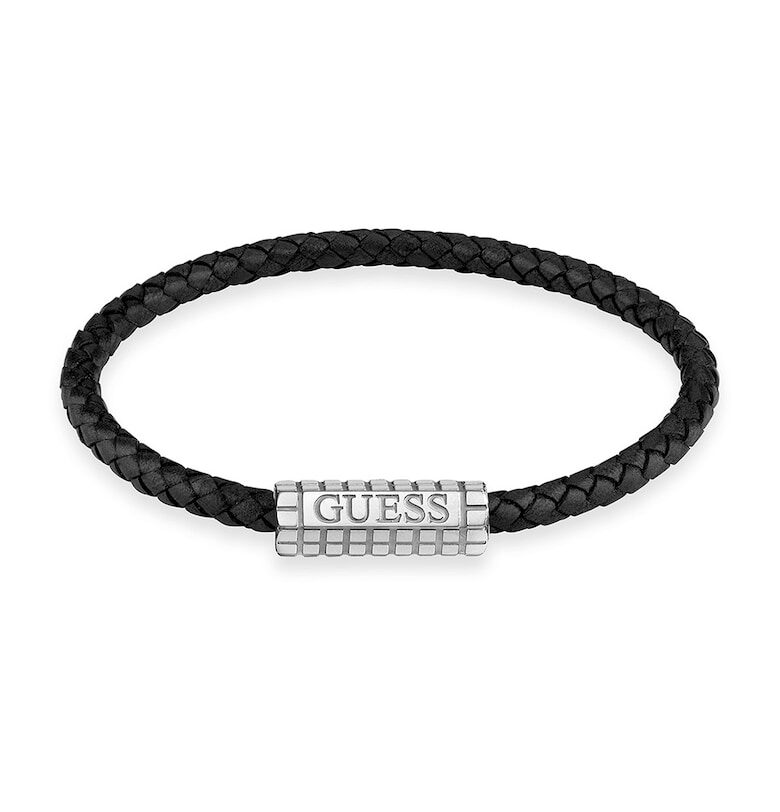 Кожена гривна със стоманено лого GUESS