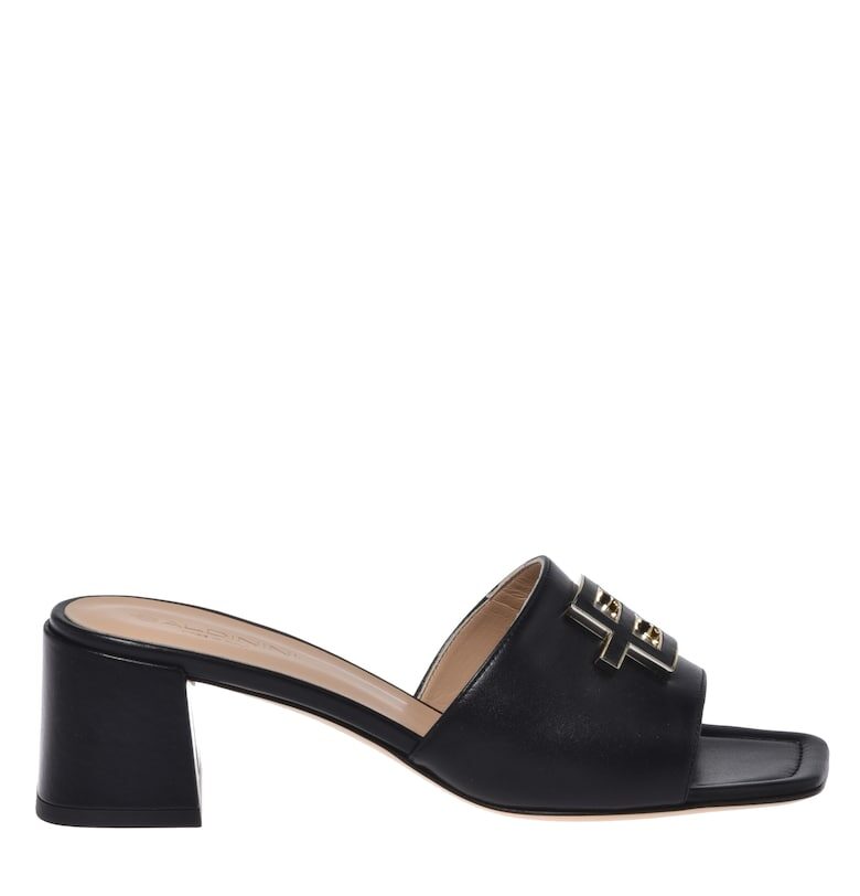 Кожени обувки Mules с масивен ток Baldinini