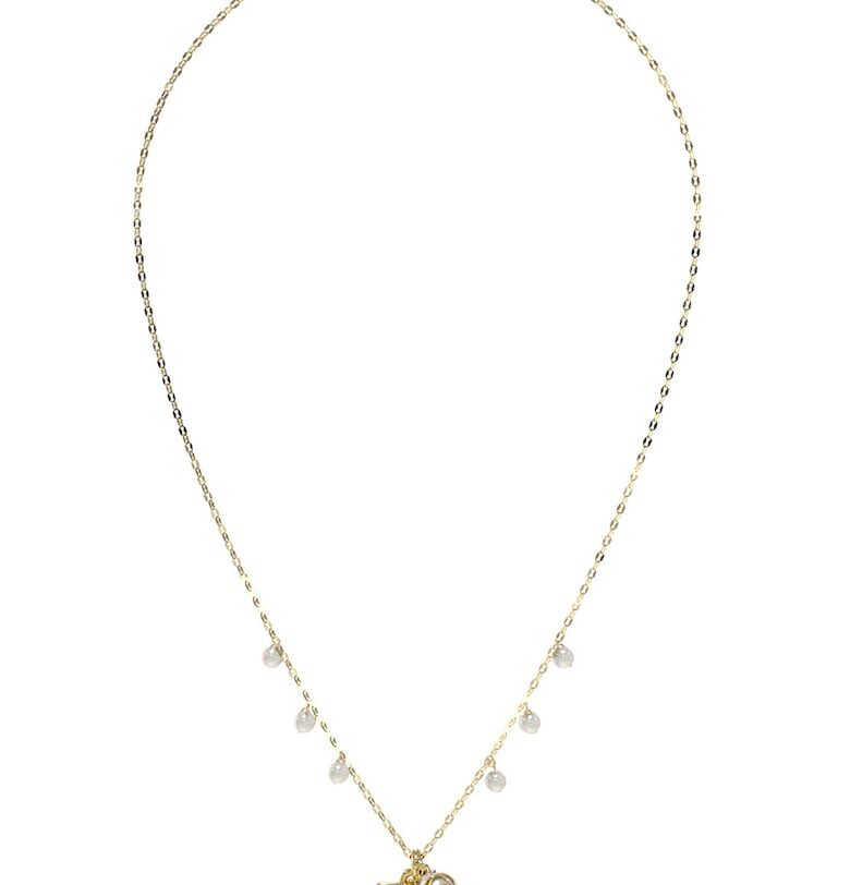 Колие от неръждаема стомана с кристали и синтетични перли GUESS