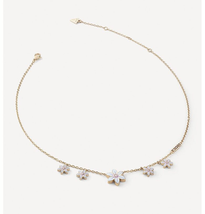 Колие от неръждаема стомана с флорална висулка GUESS