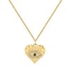 Колие с позлата от 14к и висулка със сърце и око Eastside