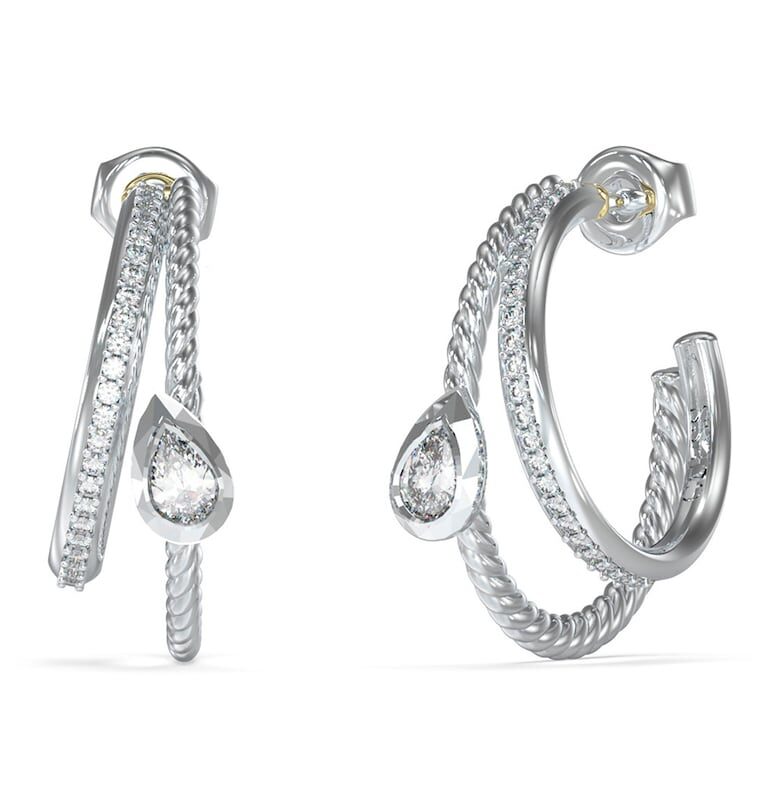 Обеци тип халки от неръждаема стомана с кристал и циркони GUESS