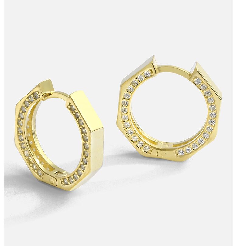 Обеци тип халки от стерлингово сребро с циркони Meks Jewels