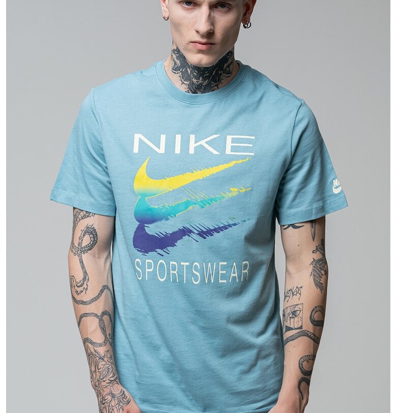 Памучна тениска с контрастен принт Nike