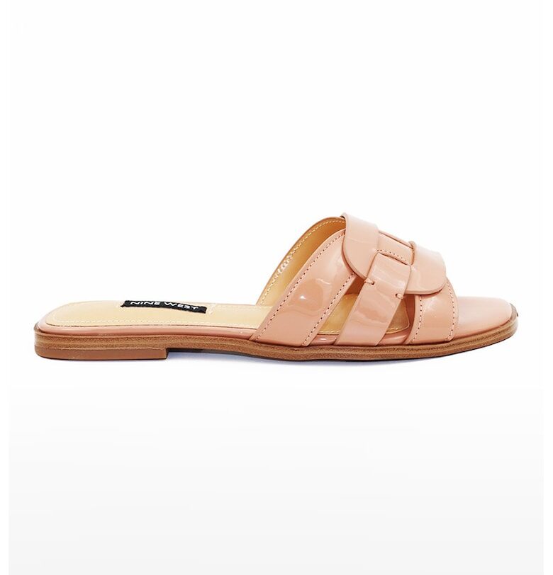Равни домашни пантофи Glorie от еко кожа - Розова сьомга - NINE WEST