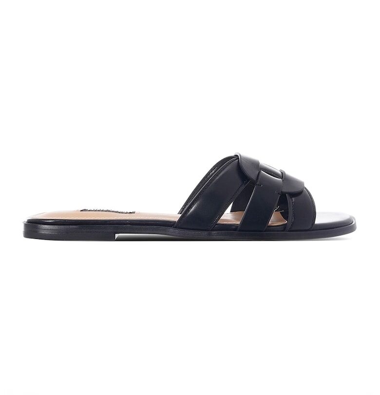 Равни домашни пантофи Glorie от еко кожа - Черен - NINE WEST