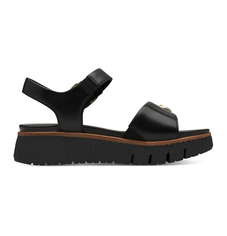 Скосени кожени сандали с тока Tamaris Comfort