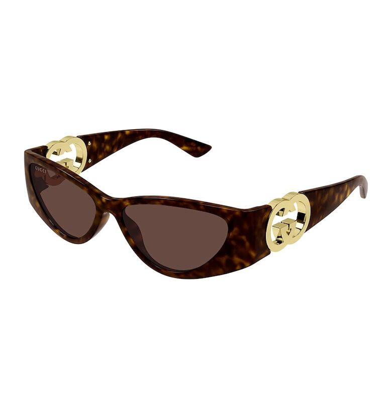 Слънчеви очила Cat-Eye с лого - Златист - Тъмнокафяв - Gucci