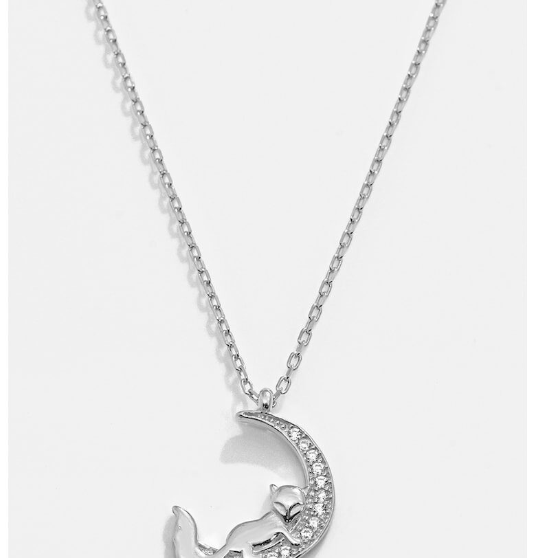Сребърно колие с висулка с луна Meks Jewels