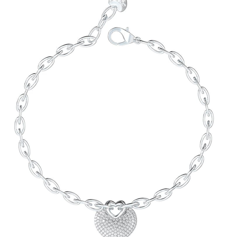 Стоманена гривна с висулка и кристали GUESS