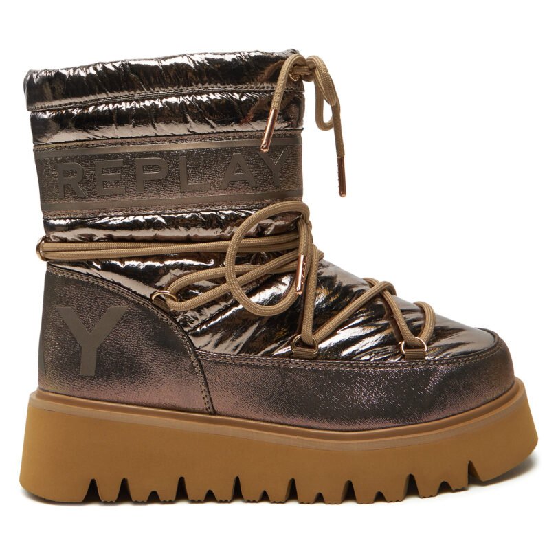 Апрески REPLAY Shiny-Effect Harper United Lace-Up GWF4R.000.C0002T Златист цвят на ниска цена