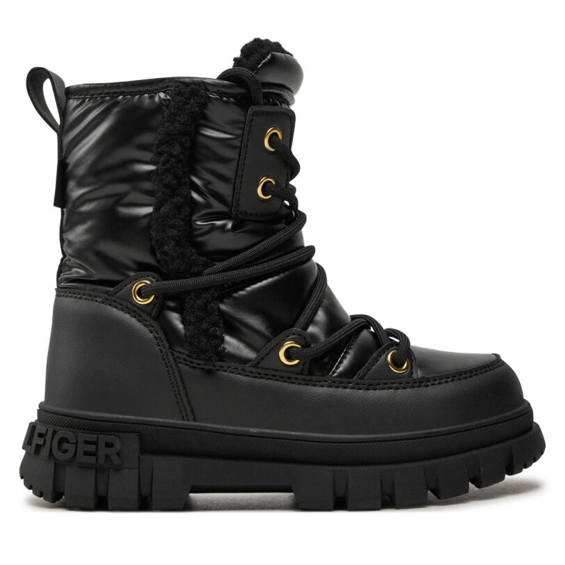 Апрески Tommy Hilfiger Fur Boot T3A5-33610-1695 M Черен цвят на ниска цена