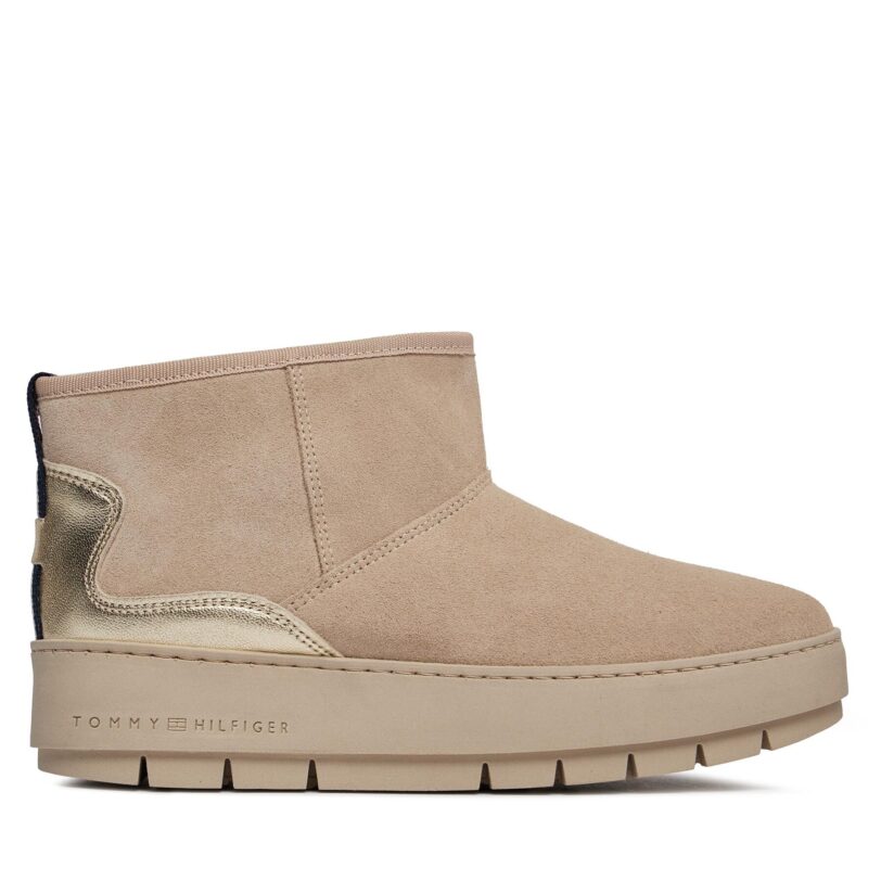 Апрески Tommy Hilfiger Metallic Suede Snowboot FW0FW07850 Бежов цвят на ниска цена