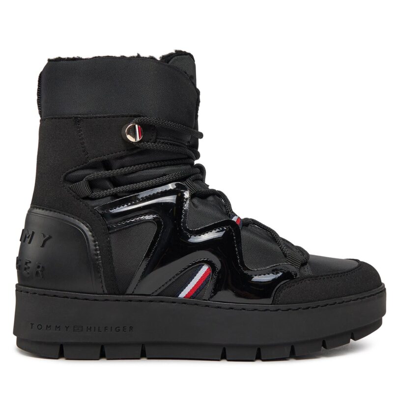 Апрески Tommy Hilfiger Patent Snowboot FW0FW07852 Черен цвят на ниска цена